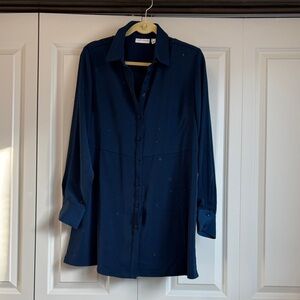 Susan Graver Navy Button Down Shirt